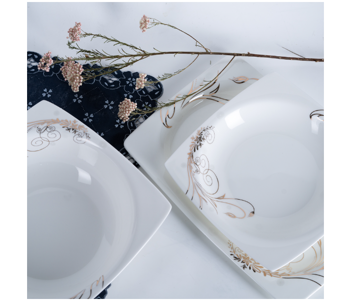 Insiya SV206 40 Piece Superior Quality Porcelain Dinner Set- White 7 in UAE