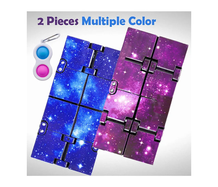 Set of 2-Piece Infinity Cube Anti-Stress Fidget Finger Toy -Blue and Pink 4 in UAE