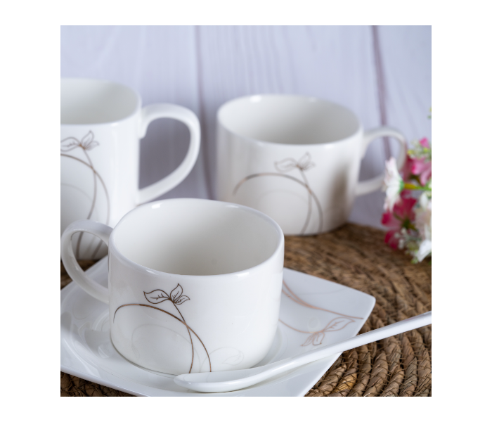 Insiya SV213 56 Piece Superior Quality New Bone China Dinner Set- White 3 in UAE