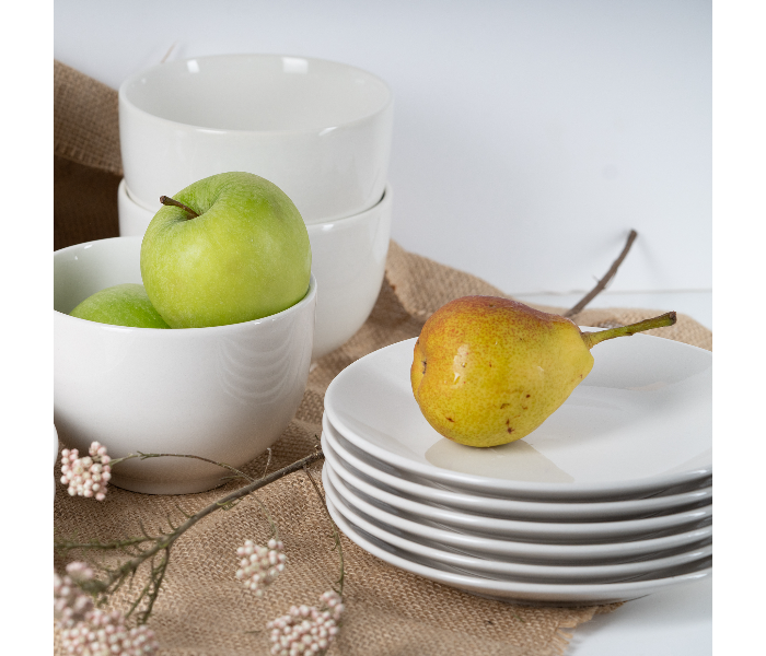 Insiya SV204 18 Piece Superior Quality Porcelain Dinner Set- White 6 in UAE