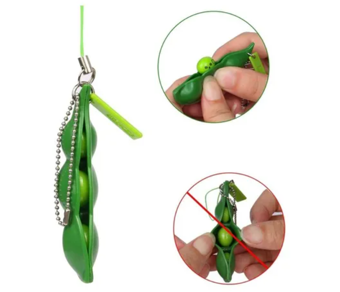 Generic Squeeze Beans Keychain Fidget Toys -Green 4 in UAE