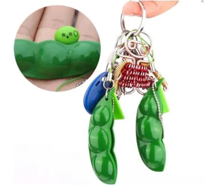 Generic Squeeze Beans Keychain Fidget Toys -Green 6 in UAE