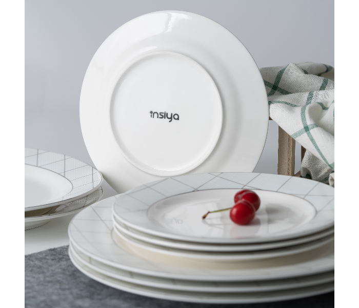Insiya SV211 56 Piece Superior Quality New Bone China Dinner Set- White 5 in UAE