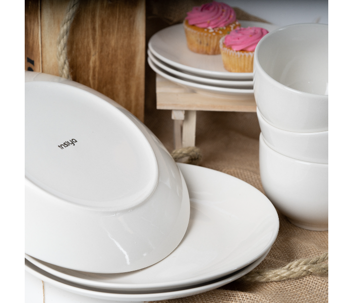 Insiya SV204 18 Piece Superior Quality Porcelain Dinner Set- White 4 in UAE