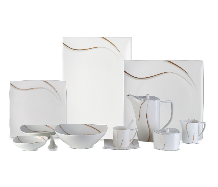 Insiya SV209 56 Piece Superior Quality New Bone China Dinner Set- White 1 in UAE