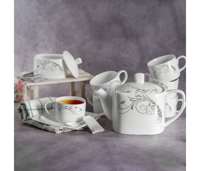 Insiya SV207 56 Piece Superior Quality New Bone China Dinner Set- White 4 in UAE