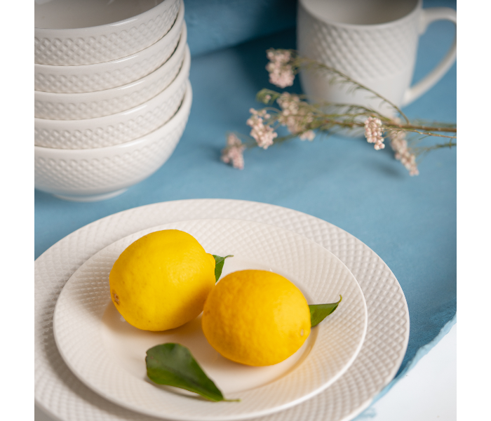 Insiya SV202 24 Piece High Quality Porcelein Dinner Set- White 6 in UAE
