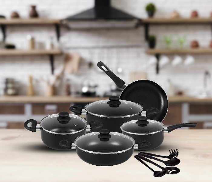 Insiya SV06 13 Piece Non-Stick Aluminium Cookware Set - Black 2 in UAE