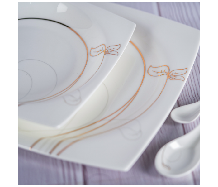 Insiya SV213 56 Piece Superior Quality New Bone China Dinner Set- White 6 in UAE