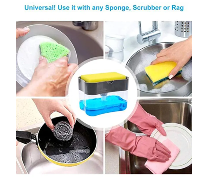 Generic 2-In-1 Soap Pump And Sponge Caddy Detergent Dispenser Holder 5 in UAE