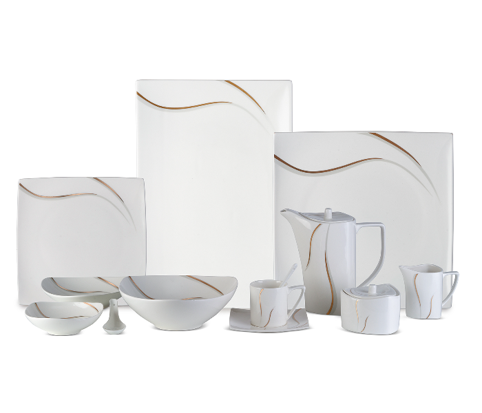 Insiya SV208 40 Piece Superior Quality New Bone China Dinner Set- White 1 in UAE