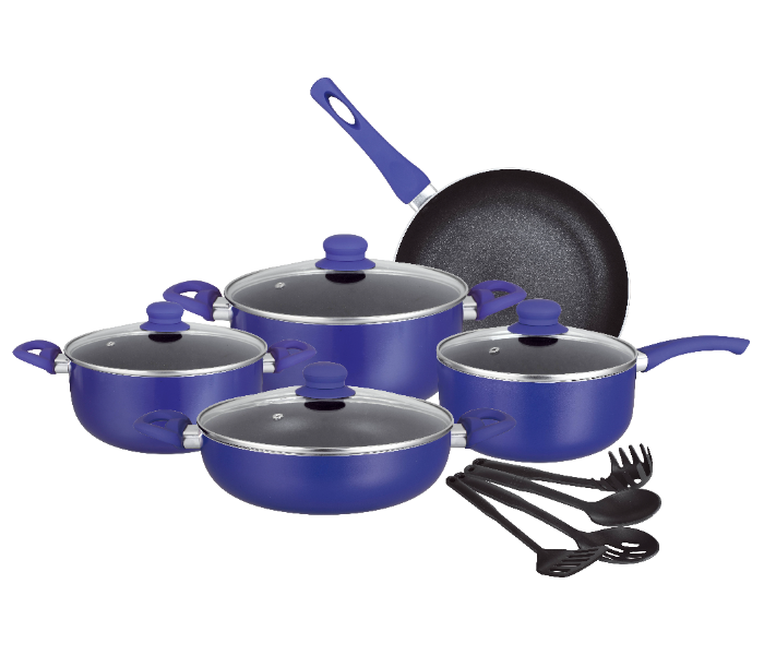 Insiya SV05 13 Piece Non-Stick Aluminium Cookware Set - Dark Blue 1 in UAE
