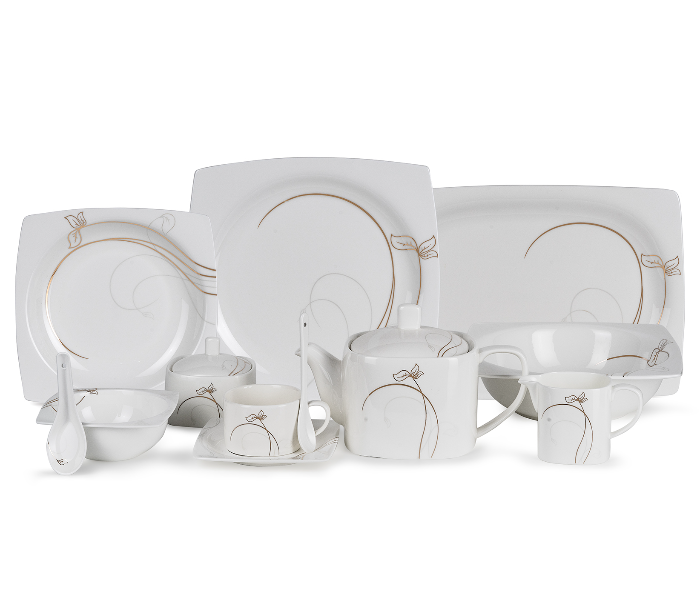 Insiya SV213 56 Piece Superior Quality New Bone China Dinner Set- White 1 in UAE