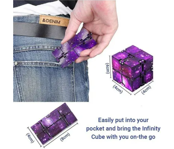 Set of 2-Piece Infinity Cube Anti-Stress Fidget Finger Toy -Blue and Pink 2 in UAE
