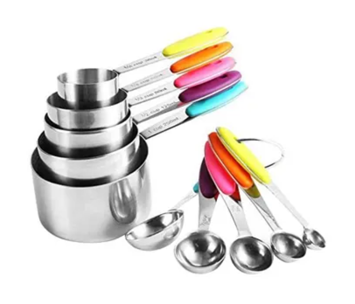 Generic 10 Piece Stainless Steel Measuring Cups And Spoons Set For Cooking And Baking 1 in UAE
