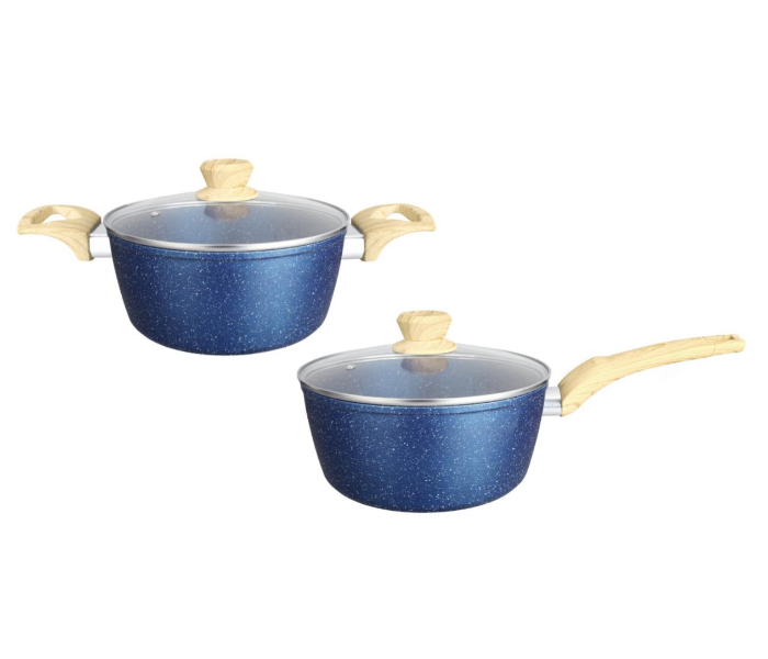 Insiya SV09 8 Piece Premium Granite Coated Aluminium Cookware Set - Blue 3 in UAE