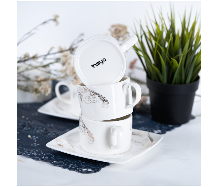Insiya SV206 40 Piece Superior Quality Porcelain Dinner Set- White 6 in UAE