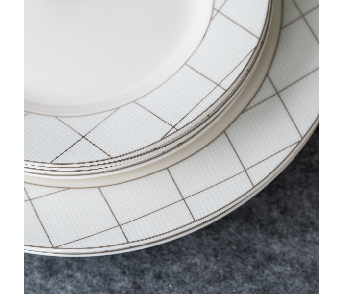 Insiya SV211 56 Piece Superior Quality New Bone China Dinner Set- White 6 in UAE