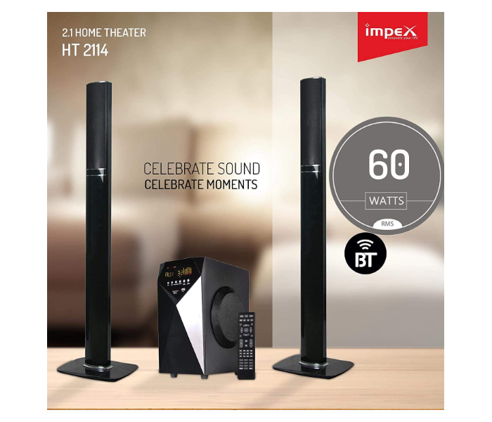 Impex HT 2114 40W Sub 2.1 Channel Multimedia Home theatre Speaker System with Remote Control - Black 3 in UAE