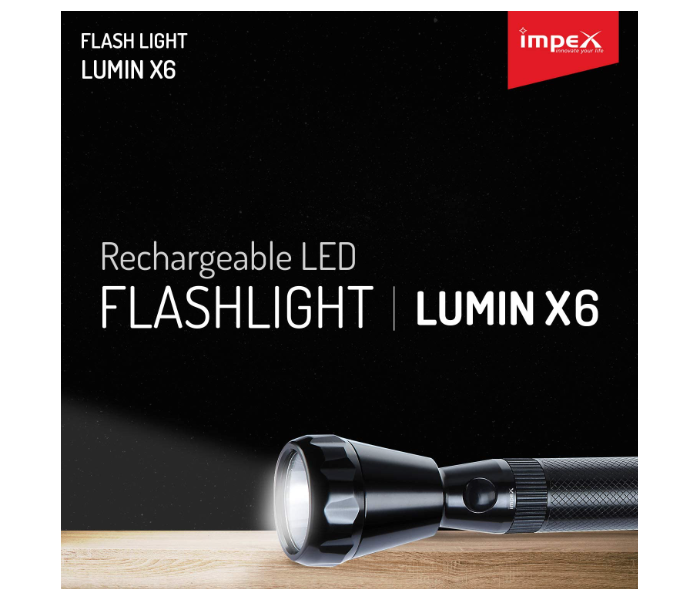 Impex LUMIN X6 3W CREE LED Rechargeable LED Handheld Flashlight - Black 4 in UAE