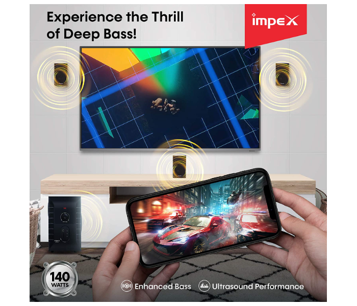 Impex HT 5107 45 Watts 5.1 Channel Multimedia Speaker System - Black 5 in UAE