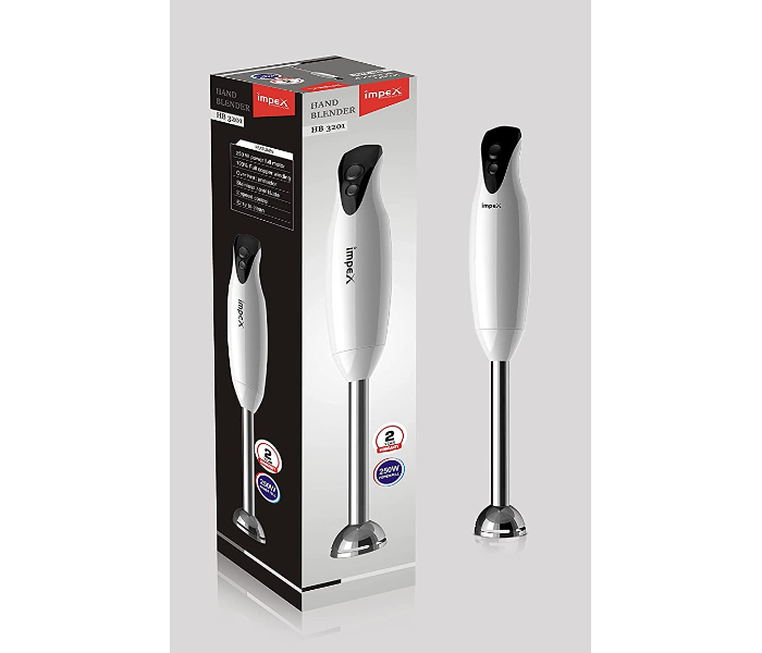 Impex HB 3201 200 Watts Hand Blender Mixer with 2 Speed Controls - White 2 in UAE
