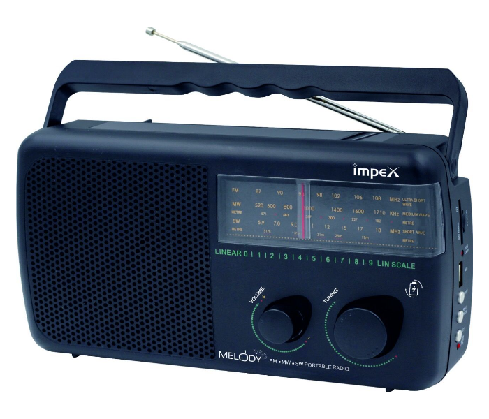 Impex MELODY Portable Rechargeable Radio with USB and SD Card Port - Black 1 in UAE