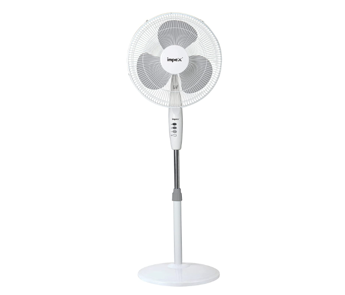 Impex PF 7501 Pedestal Stand Fan with 3 Speed Control and Light - White 1 in UAE