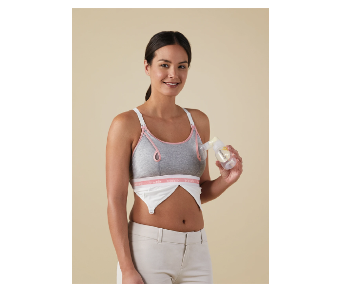 Bravado 9301XJ2-7 Large Clip And Pump Dusted Peony with Dove Heather Trimmings Accessory Nursing Bra -Pink and Grey 2 in UAE