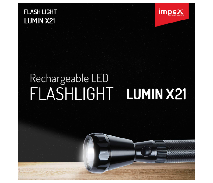 Impex LUMIN X21 2000mAh Rechargeable LED Handheld Flashlight - Black 4 in UAE