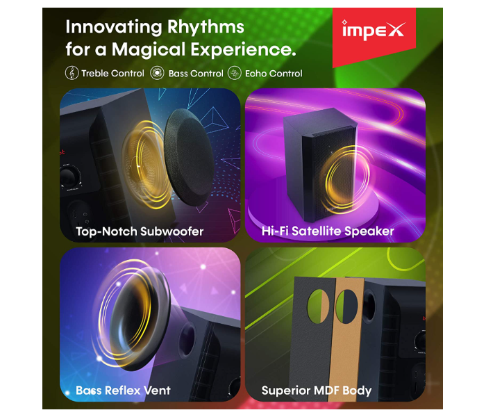 Impex HT 5107 45 Watts 5.1 Channel Multimedia Speaker System - Black 3 in UAE