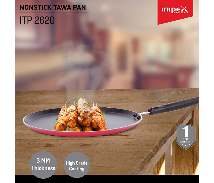 Impex ITP 2620 Induction Base Nonstick Aluminium Tawa Pan - Maroon 3 in UAE
