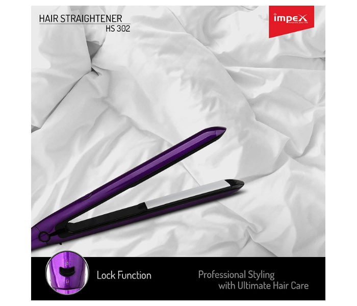 Impex HS 302 35W PTC Fast Heating Hair Straightener with Lock Function - Violet 4 in UAE