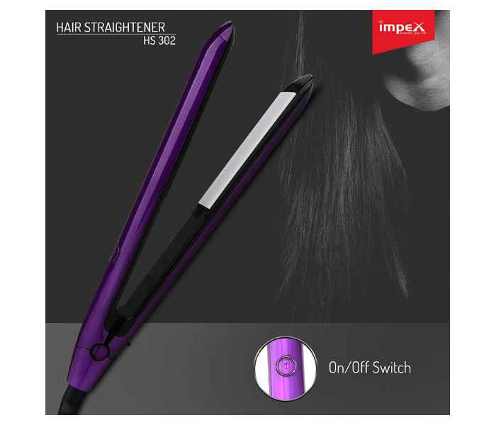 Impex HS 302 35W PTC Fast Heating Hair Straightener with Lock Function - Violet 2 in UAE