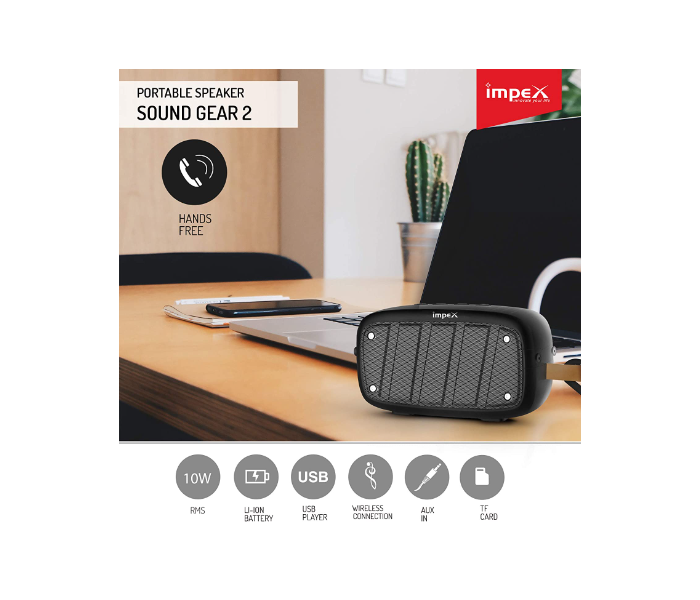 Impex SOUNDGEAR-2 10 Watts 2.0 Channel Portable Bluetooth Speaker -Black 3 in UAE