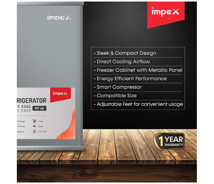 Impex IRF- 46 Liter Single Door Direct Cool Refrigerator - Grey 3 in UAE