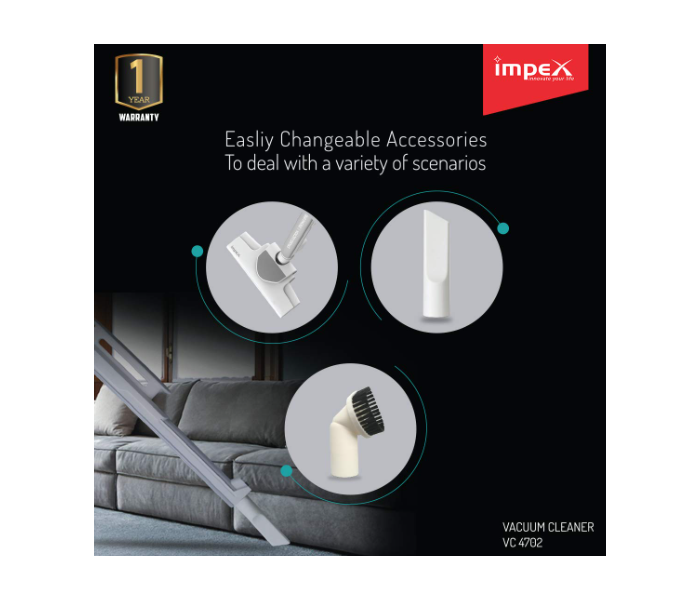 Impex VC 4702 Hand Held Vacuum Cleaner -White 7 in UAE