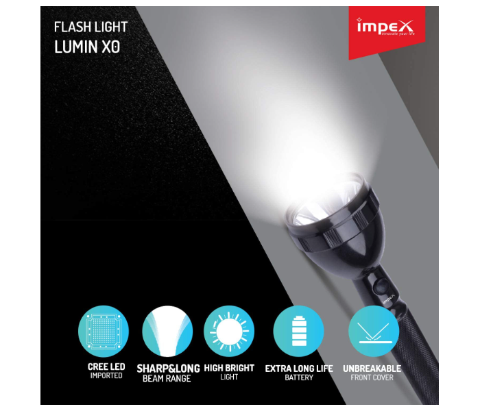 Impex Lumin X0 5W Cree LED 300mAh Rechargeable Handheld Flashlight - Black 3 in UAE