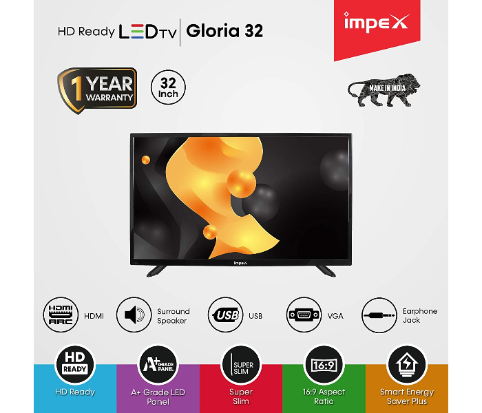 Impex GLORIA 32SMART 32 Inch Smart HD LED TV - Black 2 in UAE