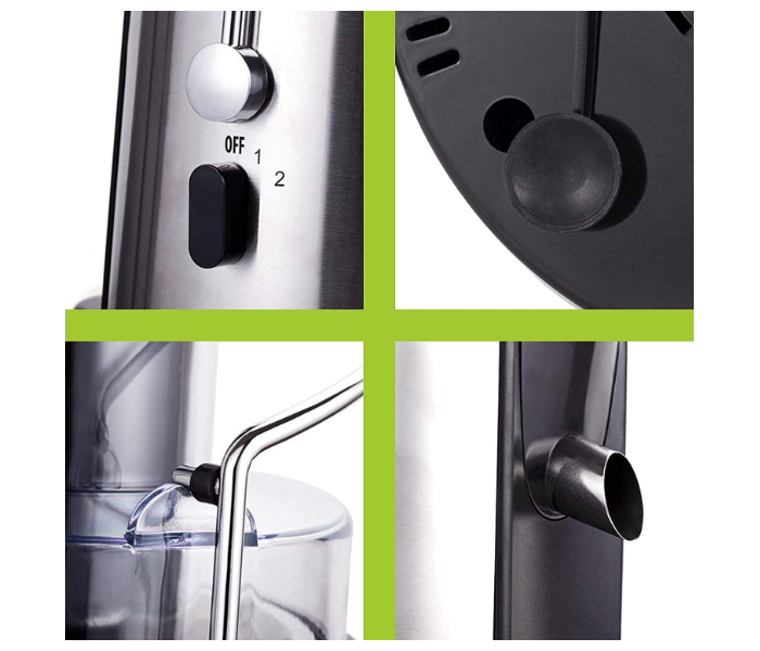 Impex JR 3510 850W 18000 RPM Stainless Steel Juice Extractor Maker with 2 Speed built in Safety Switch 2 Litre Pulp and 1 Litre Container - Black and Silver 3 in UAE