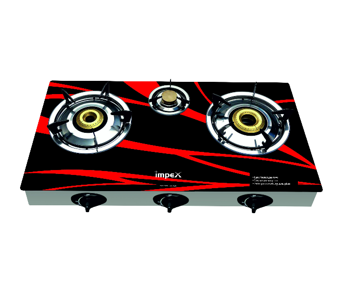 Impex IGS 1233FD 3 Burner Glass Gas Burner- Black 1 in UAE