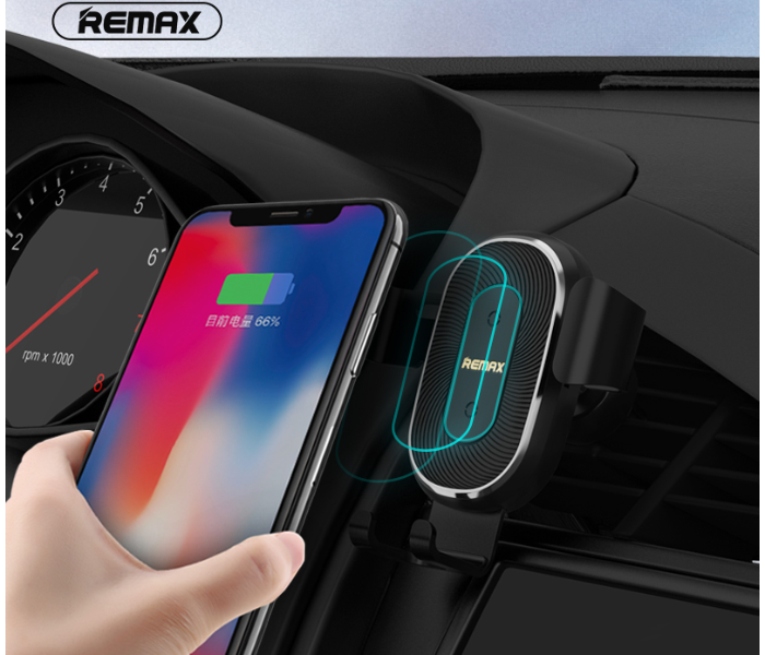 Remax RM-C38 Wireless Charger And Car Vent Mount Holder -Black 7 in QATAR