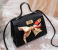 FN-Silk Scarf Shoulder New Ladies Hand Bags for Mobile Phone and Coin Purse - Black 1 in UAE