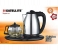 BM Satellite BM-9601 1.8 Liter Tea Tray with Stainless Steel Kettle and Glass Tea Pot Set - Black and Silver 2 in UAE