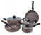 Delcasa DC1577BGE 9 Pieces Granite Coated Aluminium Cookware Set - Brown 1 in UAE