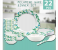 Olympia OE-18005 22 Pieces Melamine Dinner Set - White and Green 1 in UAE
