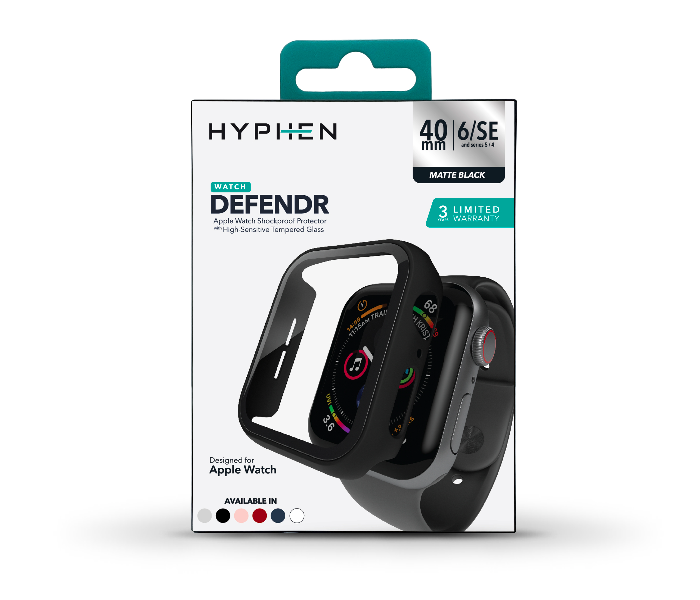Hyphen HAW-BL407336 40Mm Tempered Glass Apple Watch Protector - Black 10 in UAE