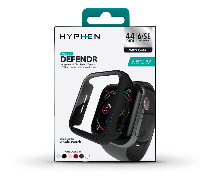 Hyphen HAW-BL449070 44Mm Tempered Glass Apple Watch Protector - Black 10 in UAE