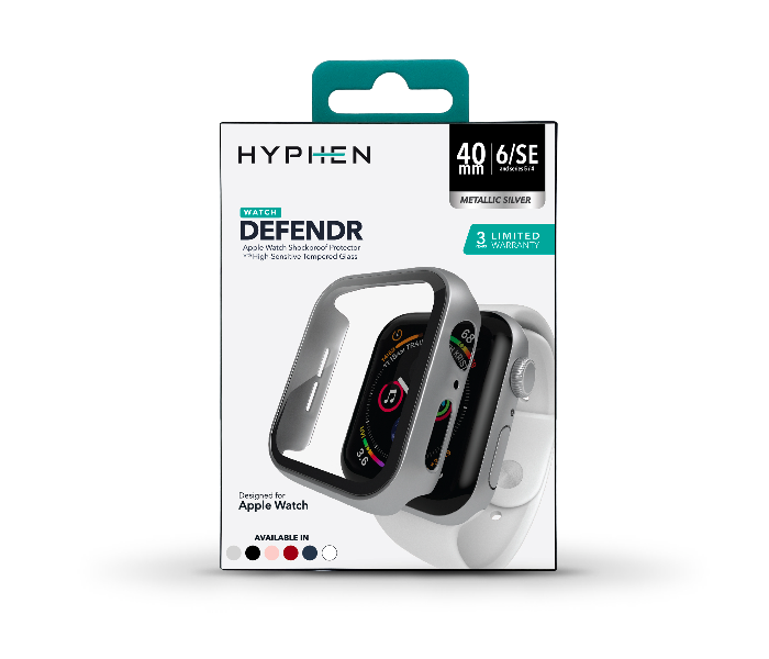 Hyphen HAW-SL408776 40Mm Tempered Glass Apple Watch Protector - Silver 10 in UAE