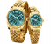 Rio Gold Color Strap Couple Watch - Green and Gold 1 in KSA